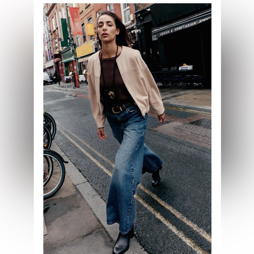 Zara FAUX SUEDE BOMBER JACKET